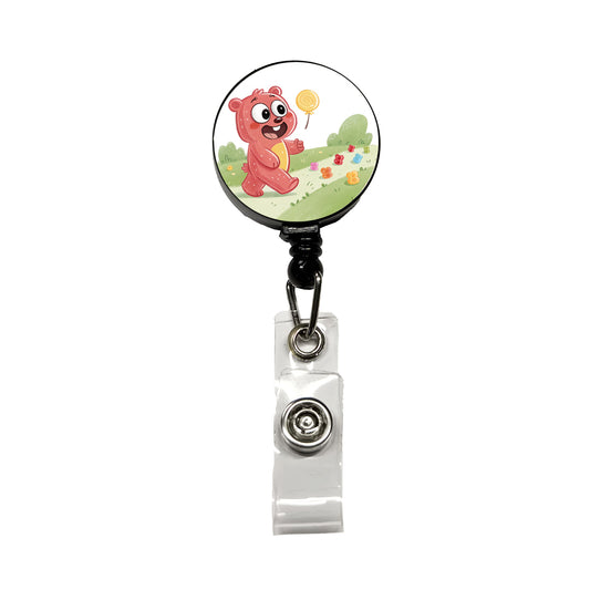 Gummi Bear Walking Retractable ID Key Card Name Tag Badge Holder with Clip