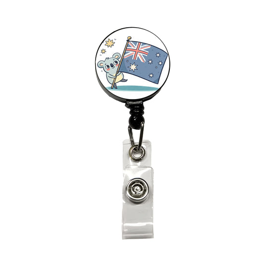 Kawaii Australian Flag Retractable ID Key Card Name Tag Badge Holder with Clip