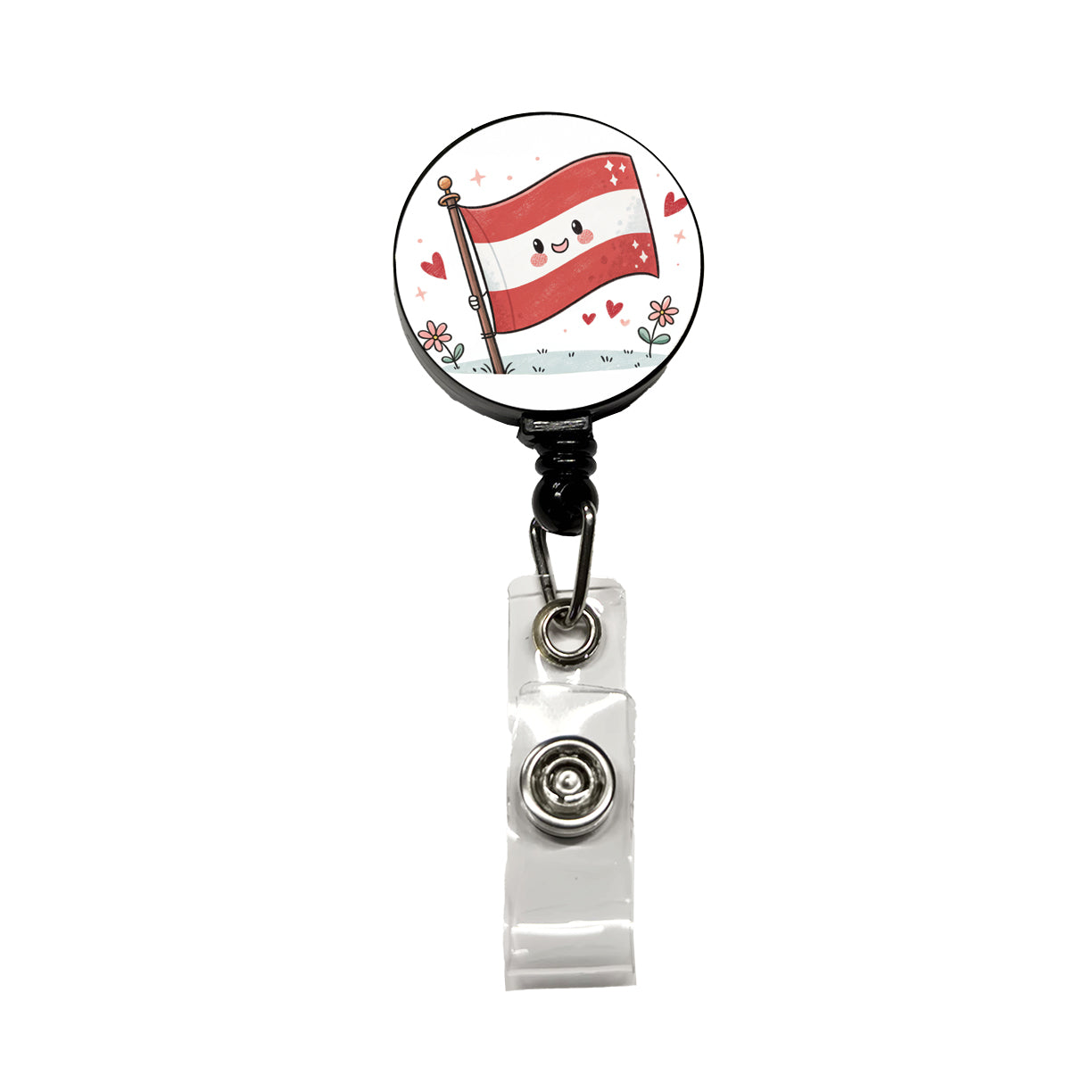 Kawaii Austrian Flag Retractable ID Key Card Name Tag Badge Holder with Clip
