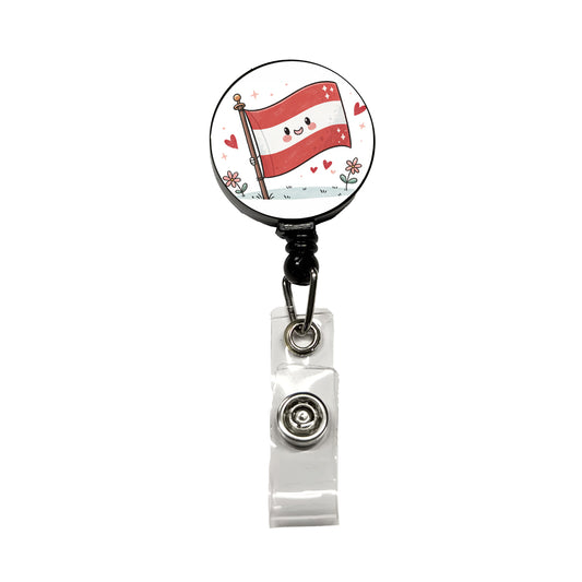 Kawaii Austrian Flag Retractable ID Key Card Name Tag Badge Holder with Clip