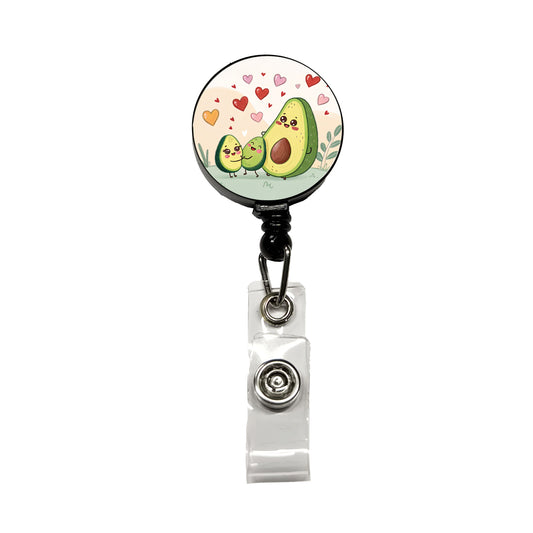 Kawaii Avocadoes And Hearts Retractable ID Key Card Name Tag Badge Holder with Clip