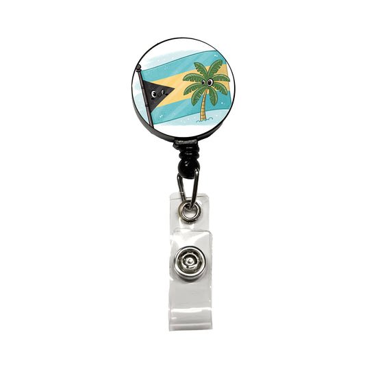 Kawaii Bahamas Flag Retractable ID Key Card Name Tag Badge Holder with Clip