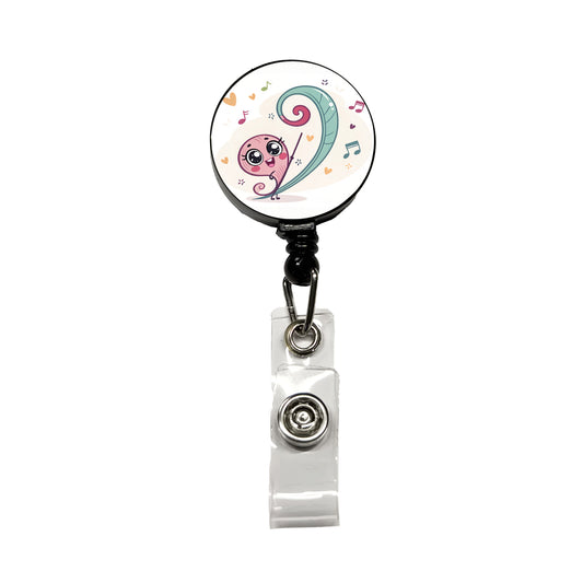 Kawaii Bass Clef Music Retractable ID Key Card Name Tag Badge Holder with Clip