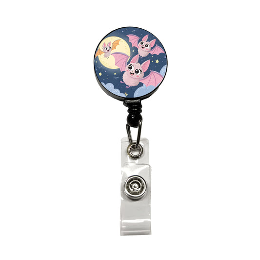 Kawaii Bats Retractable ID Key Card Name Tag Badge Holder with Clip