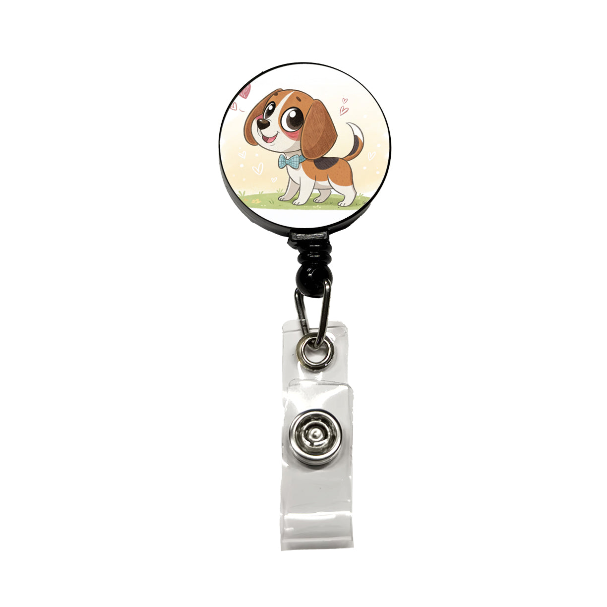 Kawaii Beagle Dog Retractable ID Key Card Name Tag Badge Holder with Clip
