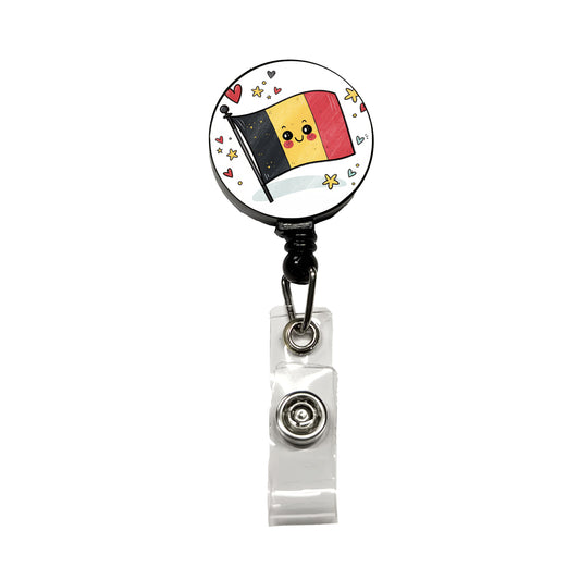 Kawaii Belgium Flag Retractable ID Key Card Name Tag Badge Holder with Clip