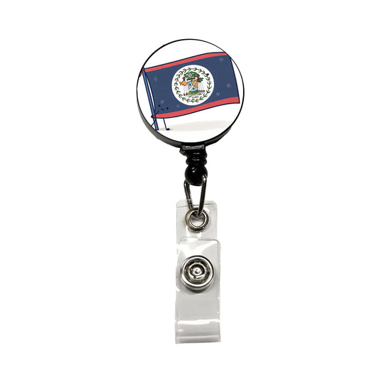 Kawaii Belize Flag Retractable ID Key Card Name Tag Badge Holder with Clip