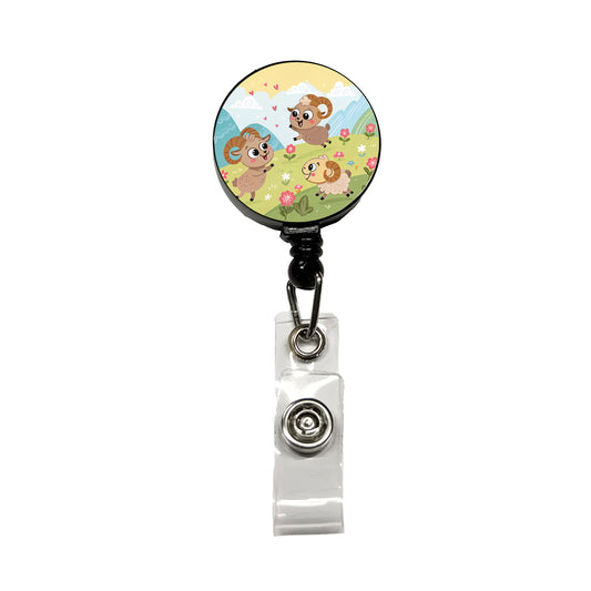 Kawaii Bighorn Sheep Retractable ID Key Card Name Tag Badge Holder with Clip