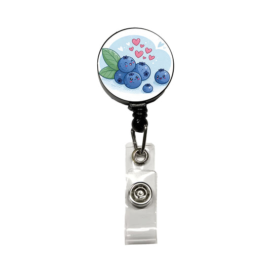 Kawaii Blueberries And Hearts Retractable ID Key Card Name Tag Badge Holder with Clip