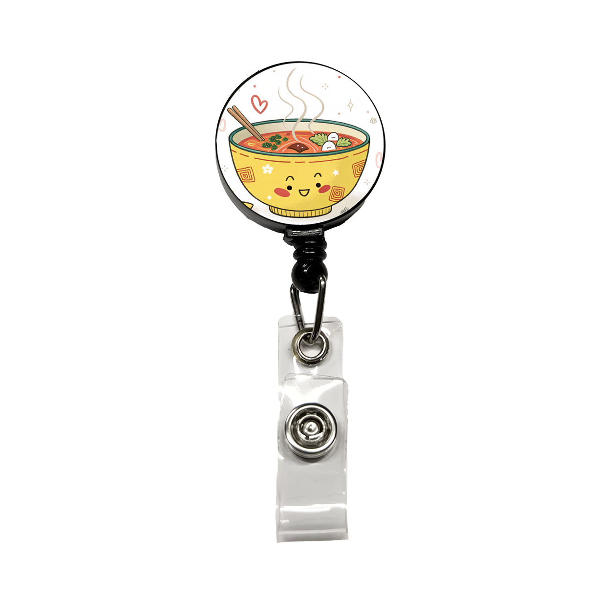 Kawaii Bowl Of Soup Retractable ID Key Card Name Tag Badge Holder with Clip