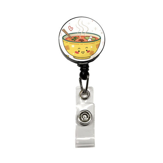 Kawaii Bowl Of Soup Retractable ID Key Card Name Tag Badge Holder with Clip