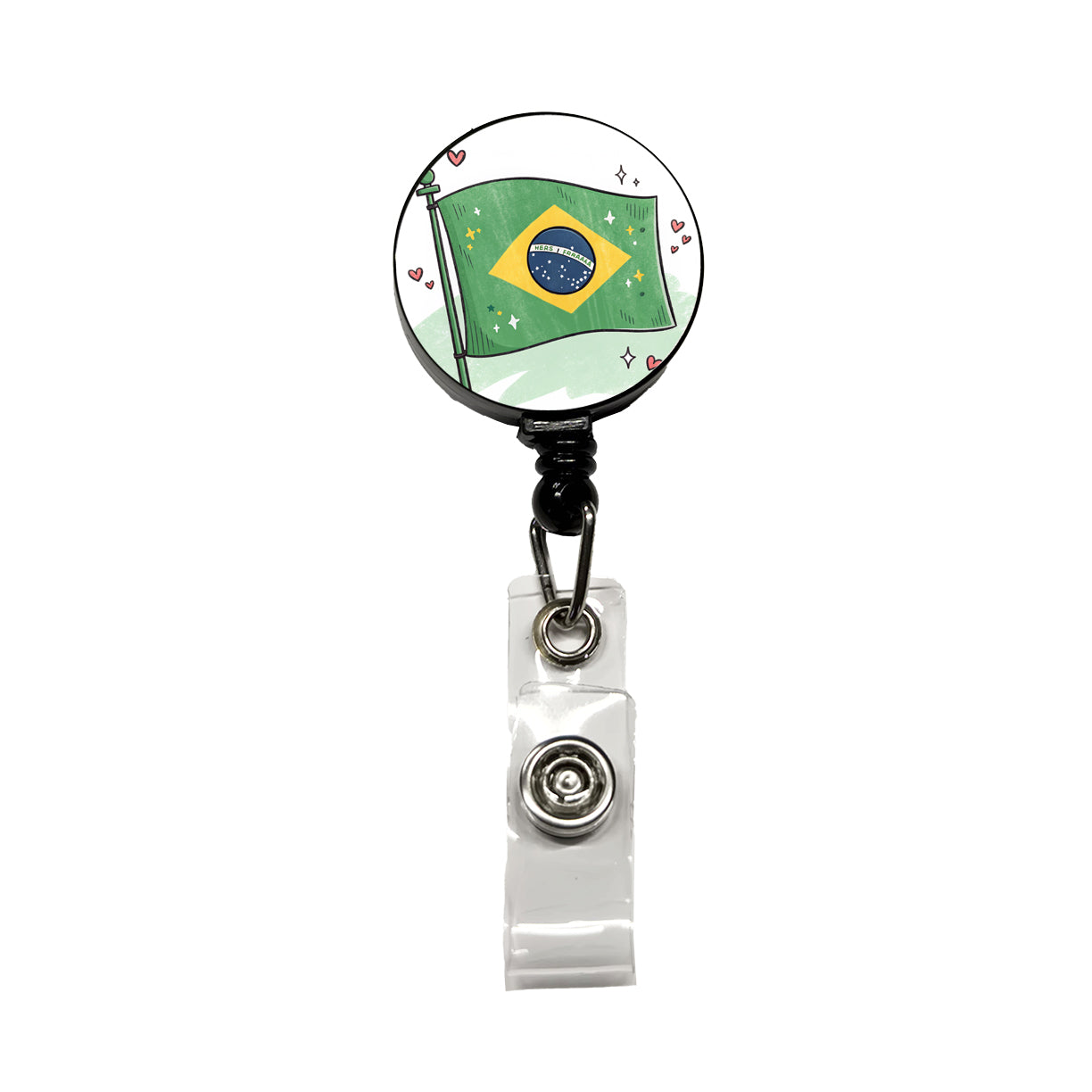 Kawaii Brazil Flag Retractable ID Key Card Name Tag Badge Holder with Clip