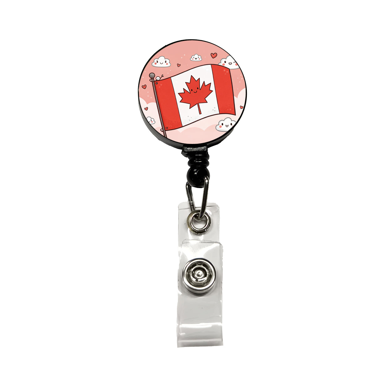 Kawaii Canada Flag Retractable ID Key Card Name Tag Badge Holder with Clip