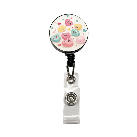 Kawaii Candies And Hearts Valentine's Day Retractable ID Key Card Name Tag Badge Holder with Clip