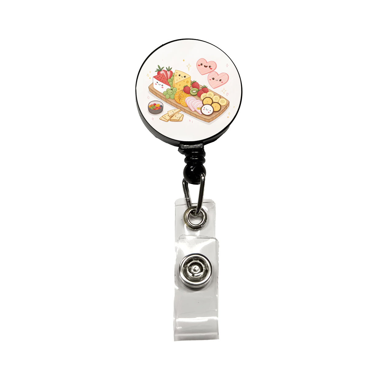Kawaii Charcuterie Board Retractable ID Key Card Name Tag Badge Holder with Clip
