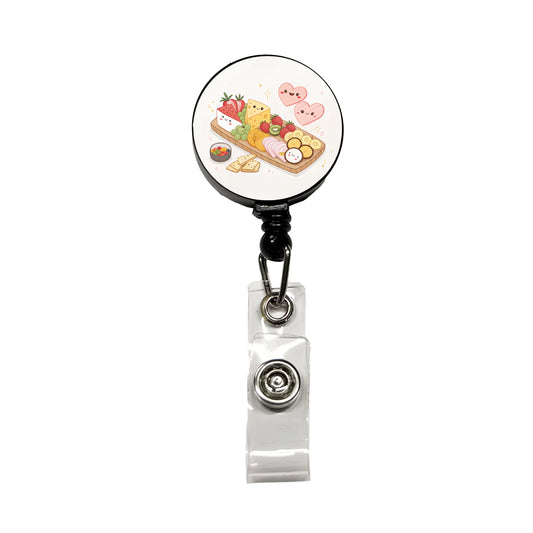 Kawaii Charcuterie Board Retractable ID Key Card Name Tag Badge Holder with Clip