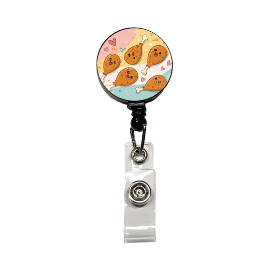 Kawaii Chicken Drumsticks Retractable ID Key Card Name Tag Badge Holder with Clip