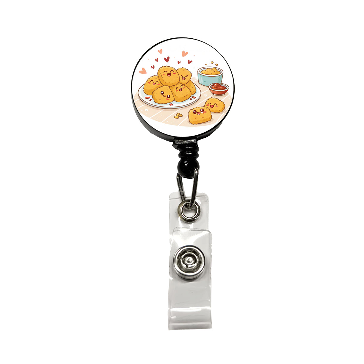 Kawaii Chicken Nuggets Retractable ID Key Card Name Tag Badge Holder with Clip