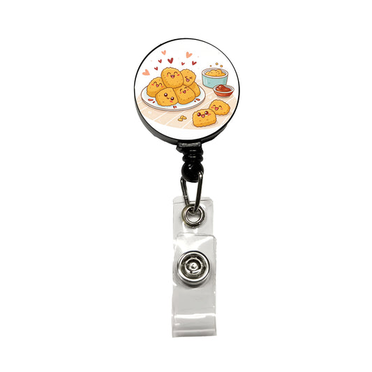 Kawaii Chicken Nuggets Retractable ID Key Card Name Tag Badge Holder with Clip