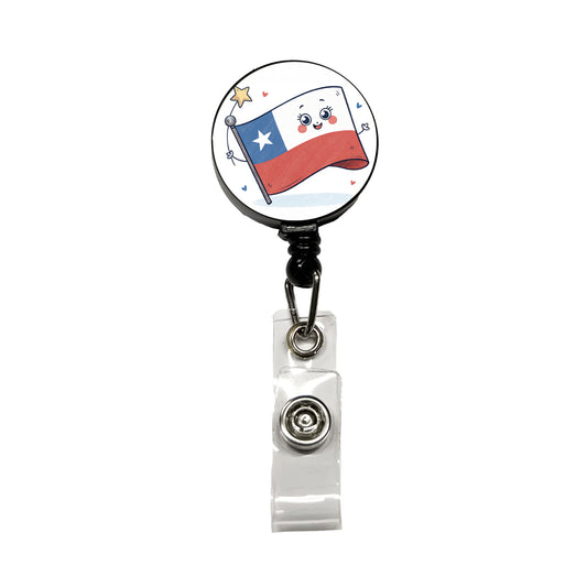 Kawaii Chile Flag Retractable ID Key Card Name Tag Badge Holder with Clip
