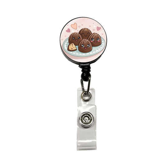 Kawaii Chocolate Truffles Retractable ID Key Card Name Tag Badge Holder with Clip
