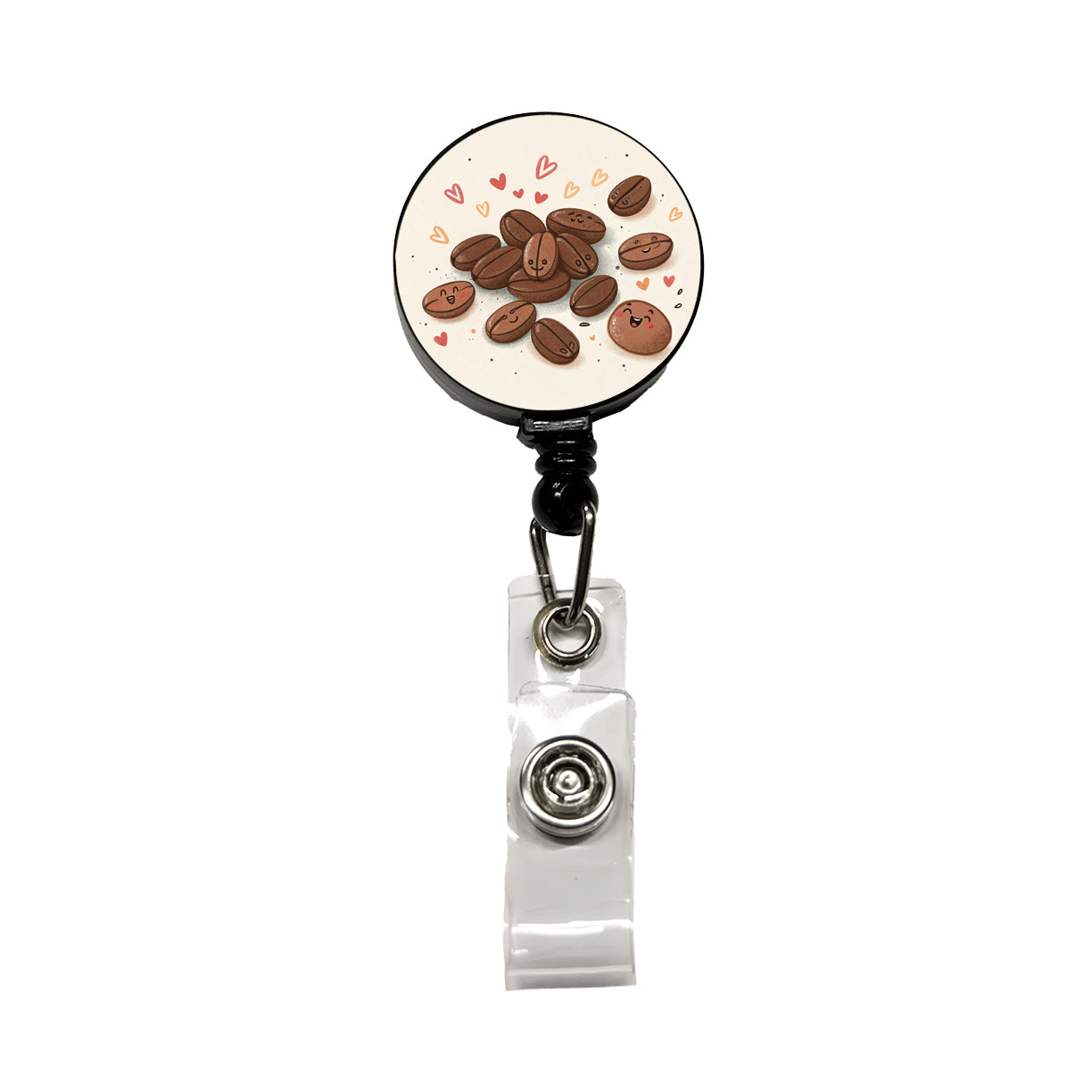 Kawaii Coffee Beans Retractable ID Key Card Name Tag Badge Holder with Clip