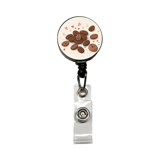 Kawaii Coffee Beans Retractable ID Key Card Name Tag Badge Holder with Clip