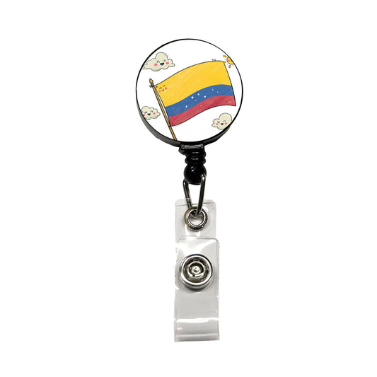Kawaii Colombia Flag Retractable ID Key Card Name Tag Badge Holder with Clip