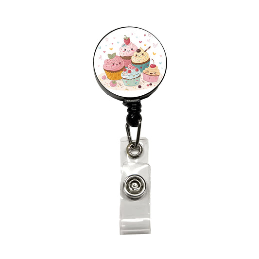 Kawaii Cupcakes Cute Retractable ID Key Card Name Tag Badge Holder with Clip