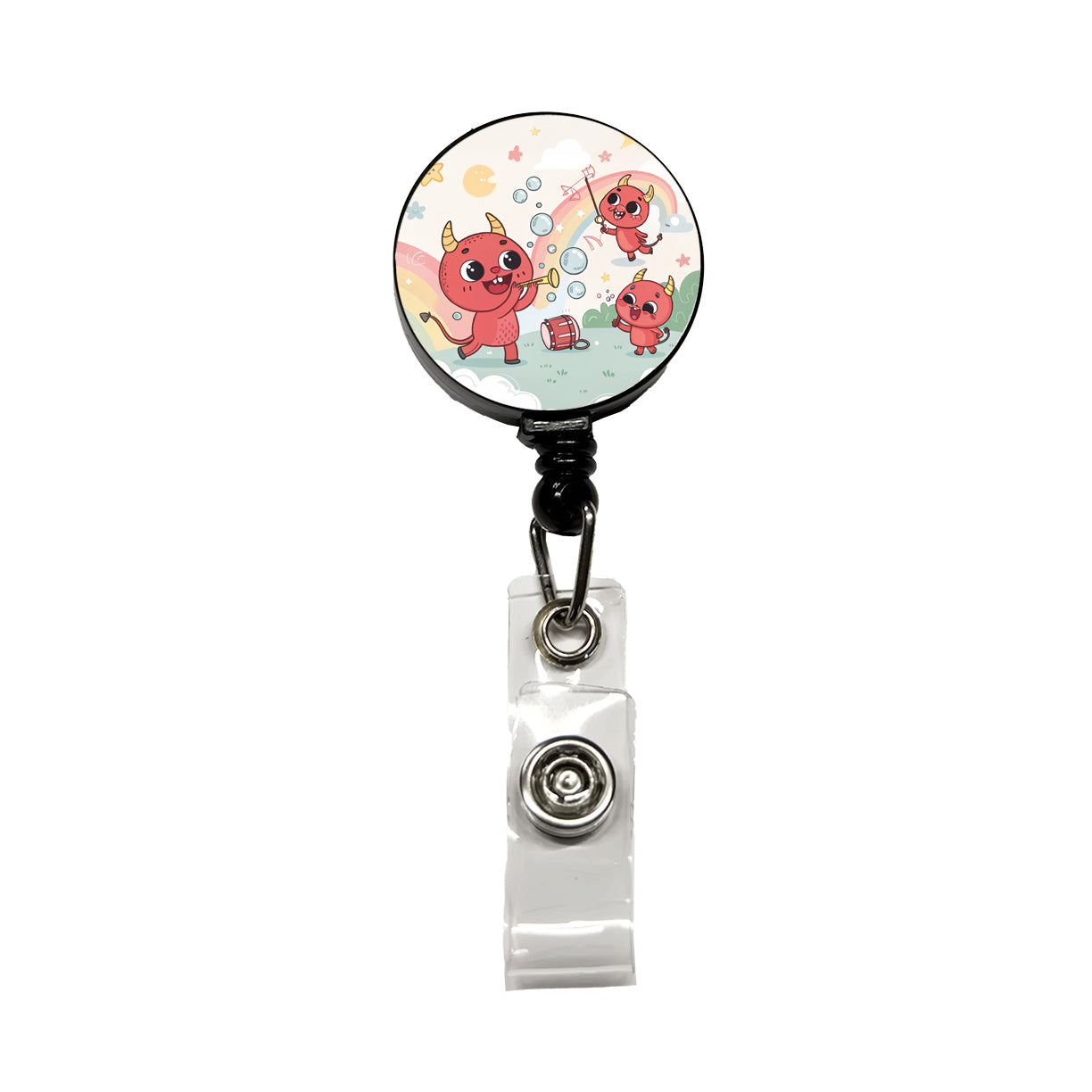 Kawaii Devils Retractable ID Key Card Name Tag Badge Holder with Clip