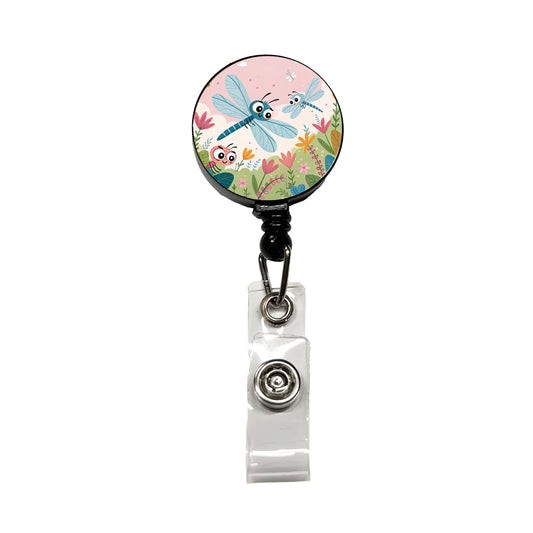 Kawaii Dragonflies Retractable ID Key Card Name Tag Badge Holder with Clip