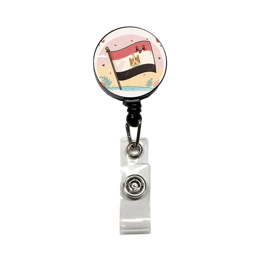 Kawaii Egypt Flag Retractable ID Key Card Name Tag Badge Holder with Clip