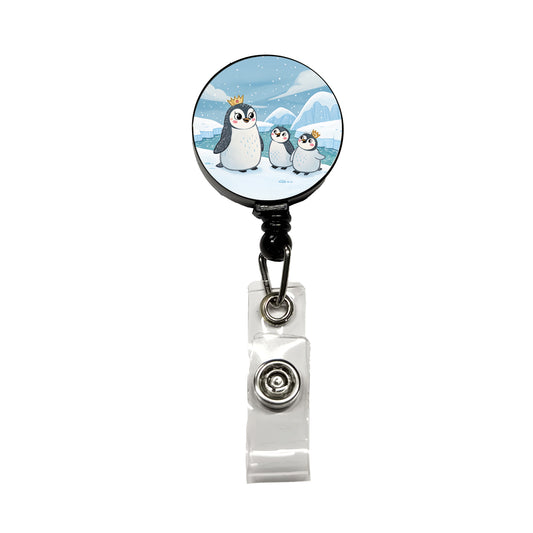 Kawaii Emperor Penguins Retractable ID Key Card Name Tag Badge Holder with Clip