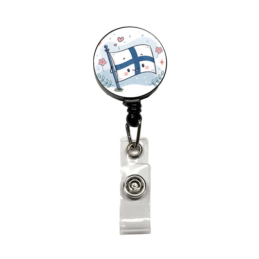 Kawaii Finland Flag Retractable ID Key Card Name Tag Badge Holder with Clip