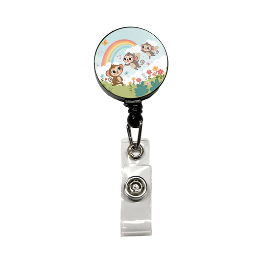 Kawaii Flying Monkeys Retractable ID Key Card Name Tag Badge Holder with Clip