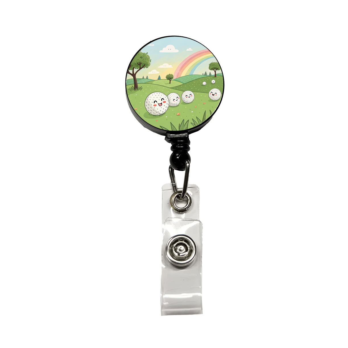 Kawaii Golf Balls Retractable ID Key Card Name Tag Badge Holder with Clip