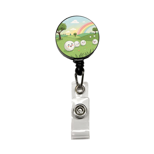 Kawaii Golf Balls Retractable ID Key Card Name Tag Badge Holder with Clip