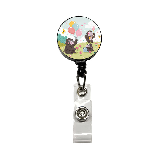 Kawaii Gorillas Retractable ID Key Card Name Tag Badge Holder with Clip