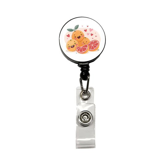 Kawaii Grapefruits And Hearts Retractable ID Key Card Name Tag Badge Holder with Clip