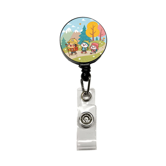 Kawaii Hiking Hikers Retractable ID Key Card Name Tag Badge Holder with Clip