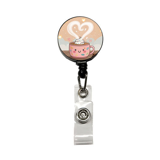Kawaii Hot Cocoa Chocolate Retractable ID Key Card Name Tag Badge Holder with Clip