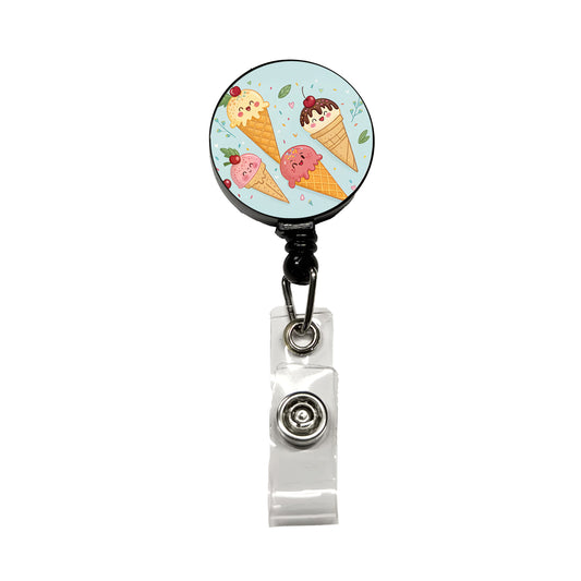 Kawaii Ice Cream Cones Retractable ID Key Card Name Tag Badge Holder with Clip