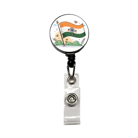 Kawaii India Flag Retractable ID Key Card Name Tag Badge Holder with Clip