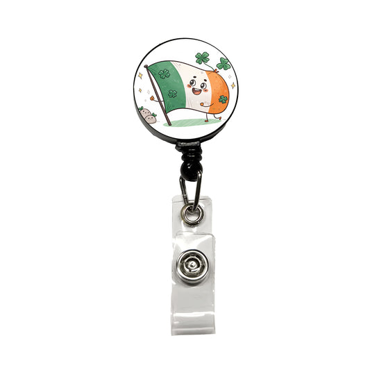 Kawaii Ireland Flag Retractable ID Key Card Name Tag Badge Holder with Clip