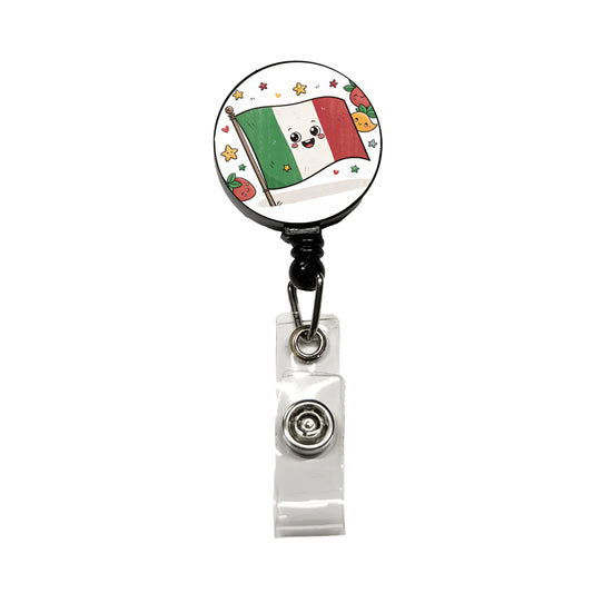 Kawaii Italy Flag Retractable ID Key Card Name Tag Badge Holder with Clip