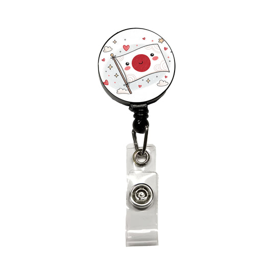 Kawaii Japan Flag Retractable ID Key Card Name Tag Badge Holder with Clip