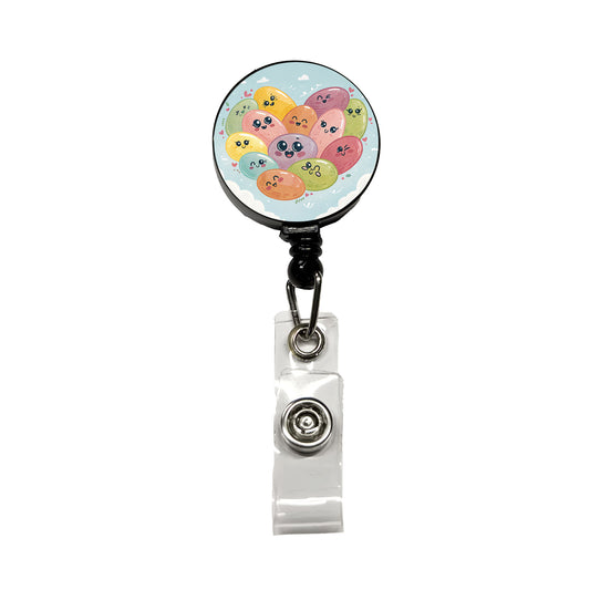 Kawaii Jelly Beans Heart Retractable ID Key Card Name Tag Badge Holder with Clip