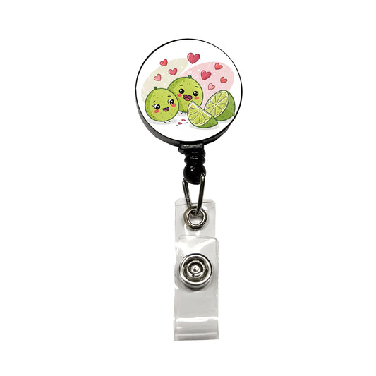 Kawaii Limes And Hearts Retractable ID Key Card Name Tag Badge Holder with Clip