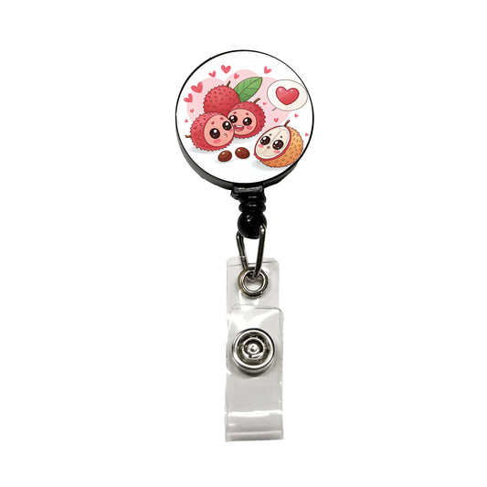 Kawaii Lychees And Hearts Retractable ID Key Card Name Tag Badge Holder with Clip