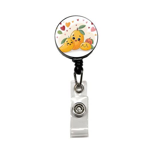 Kawaii Mangos And Hearts Retractable ID Key Card Name Tag Badge Holder with Clip